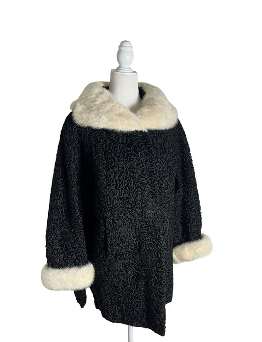 the black & white ball | 60s SCHIAPARELLI persian wool| size S