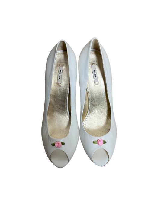 Miu Miu | rosette peep toe heel | US 7