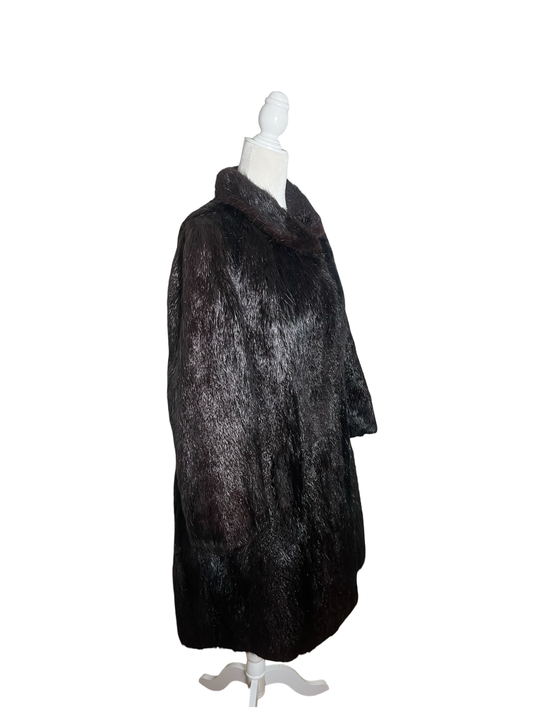 little black coat | 60s faux fur | size S